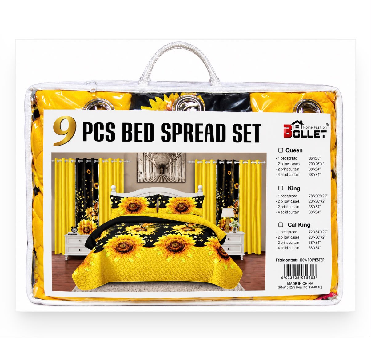9 PCS BED SPREAD SET YELLOW