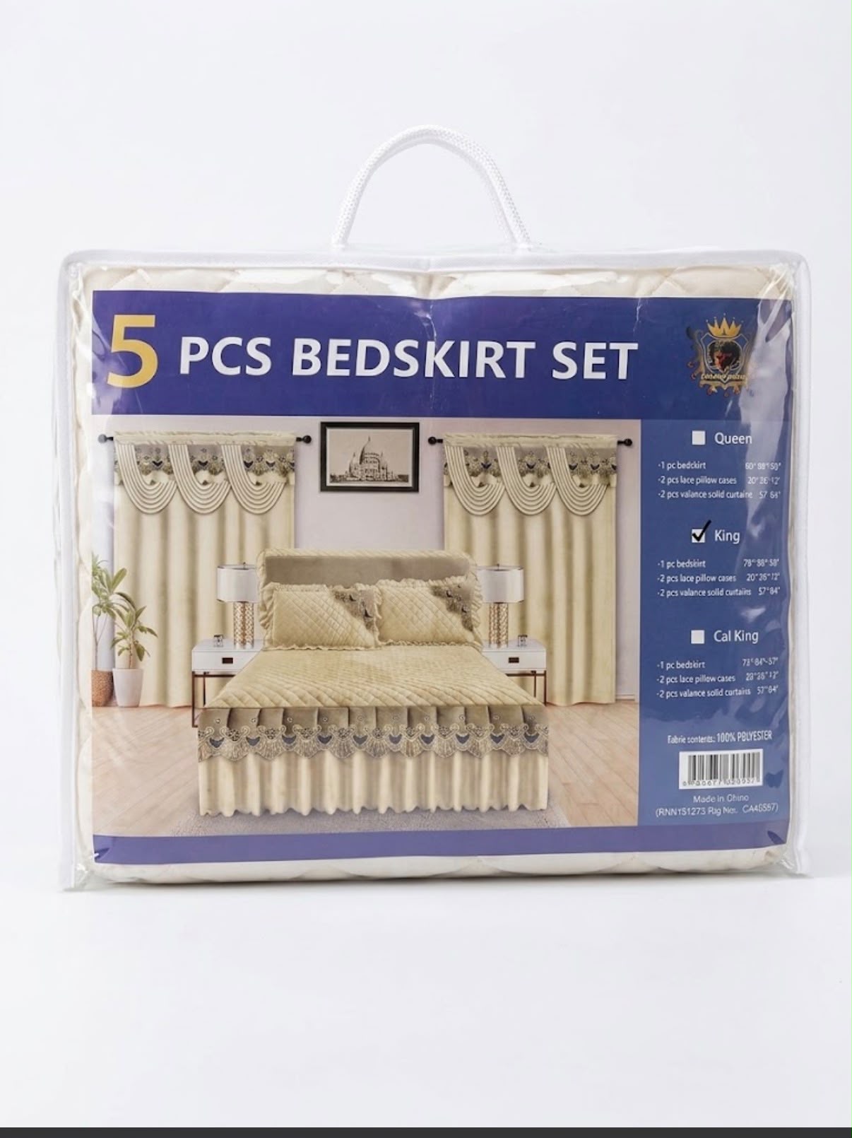 5 PCS BEDSKIRT SET CREAM BEIGE